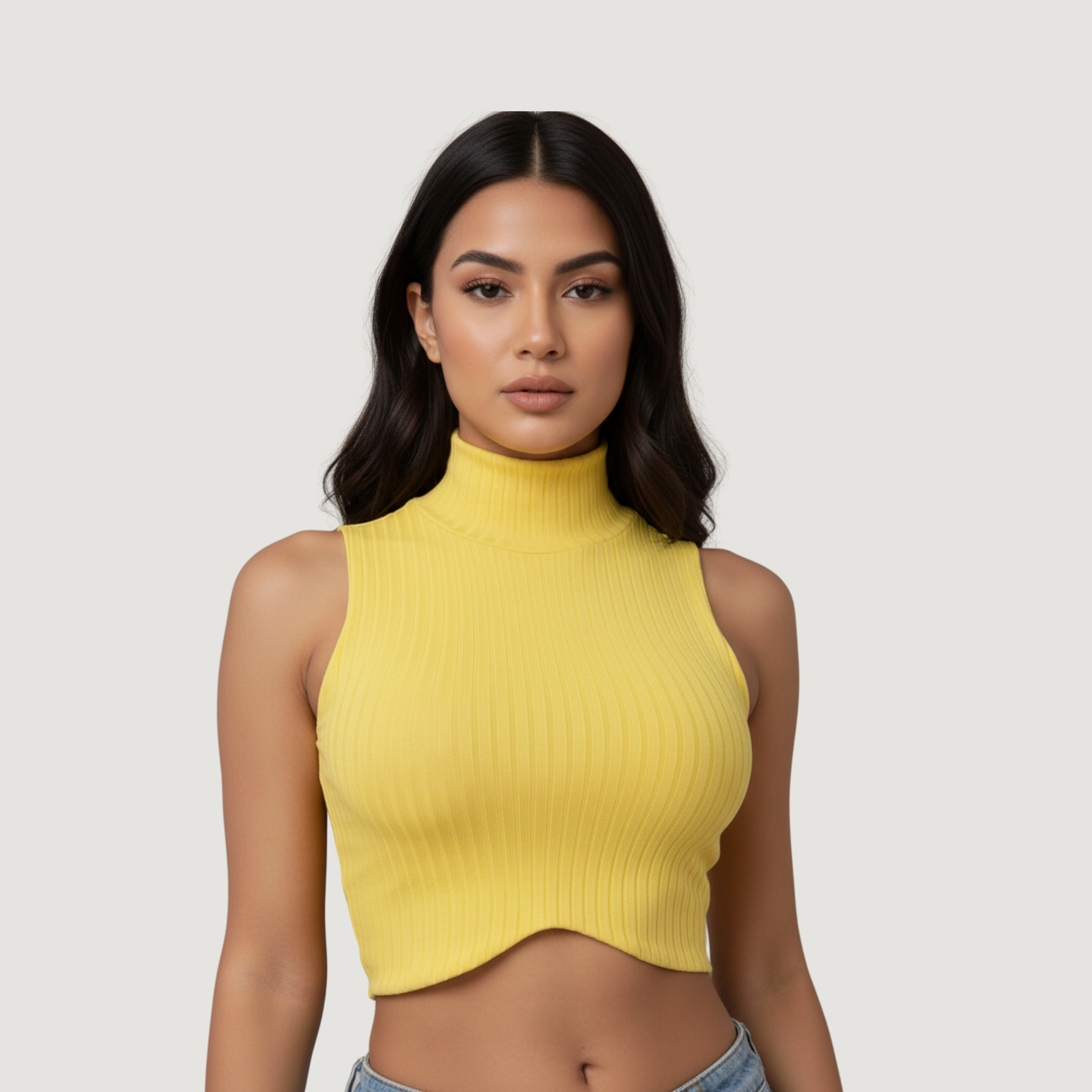 High Neck Tank Top - Chic Style