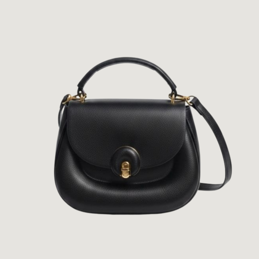 Classic Black Handbag with Gold Accents