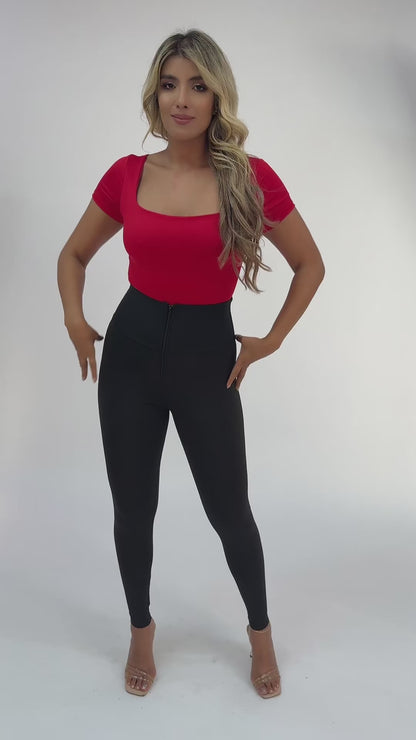 Leather Pants with High-Waisted Fit