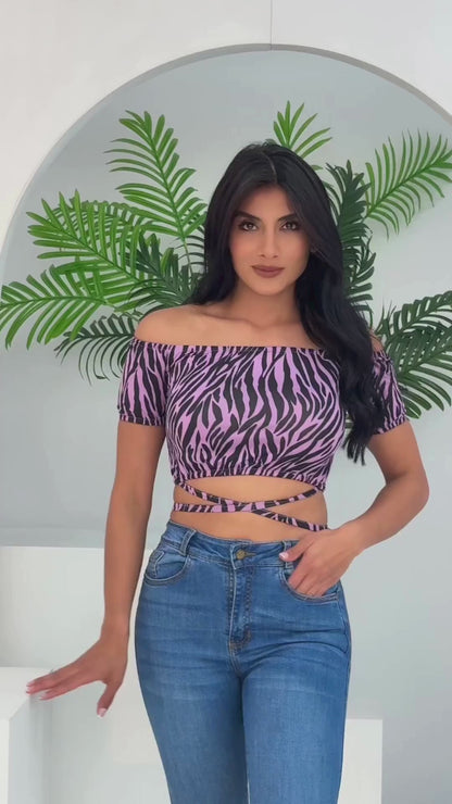 Off-Shoulder Cropped Tee - Short Sleeves..